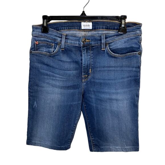 Hudson Women's Mid Rise Denim Jean Short Size 30 Dark Wash Pocket Stretch - Picture 1 of 16